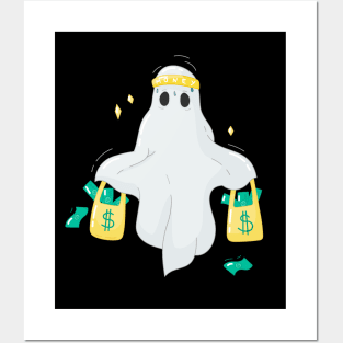 Ghost with money bag Posters and Art